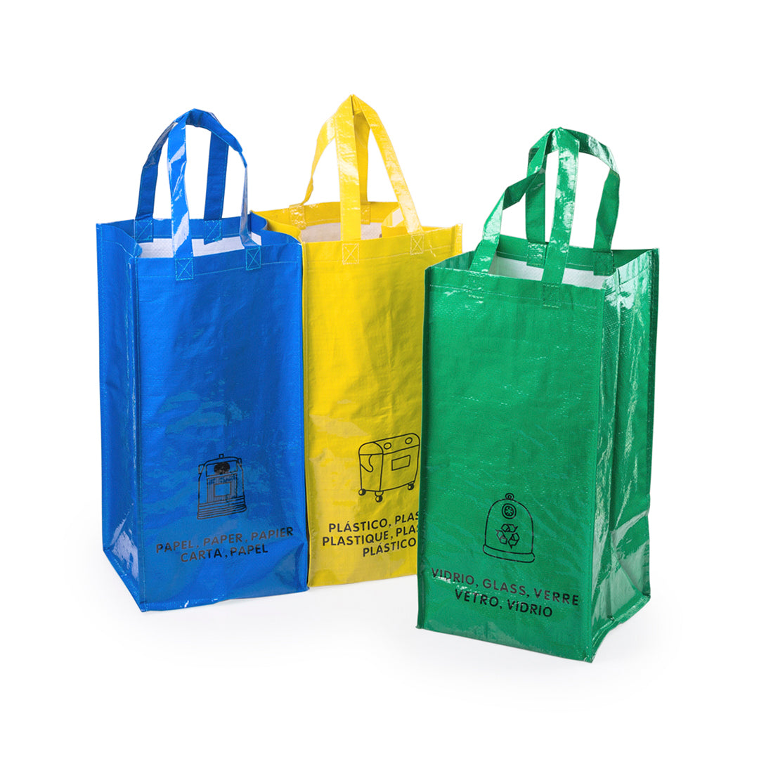 Lopack Recycling Bags - Durable Set of 3 for Organised Waste Disposal