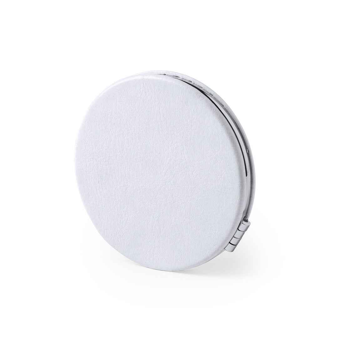 Plumiax Folding Mirror – Elegant White PU Leather Compact Mirror