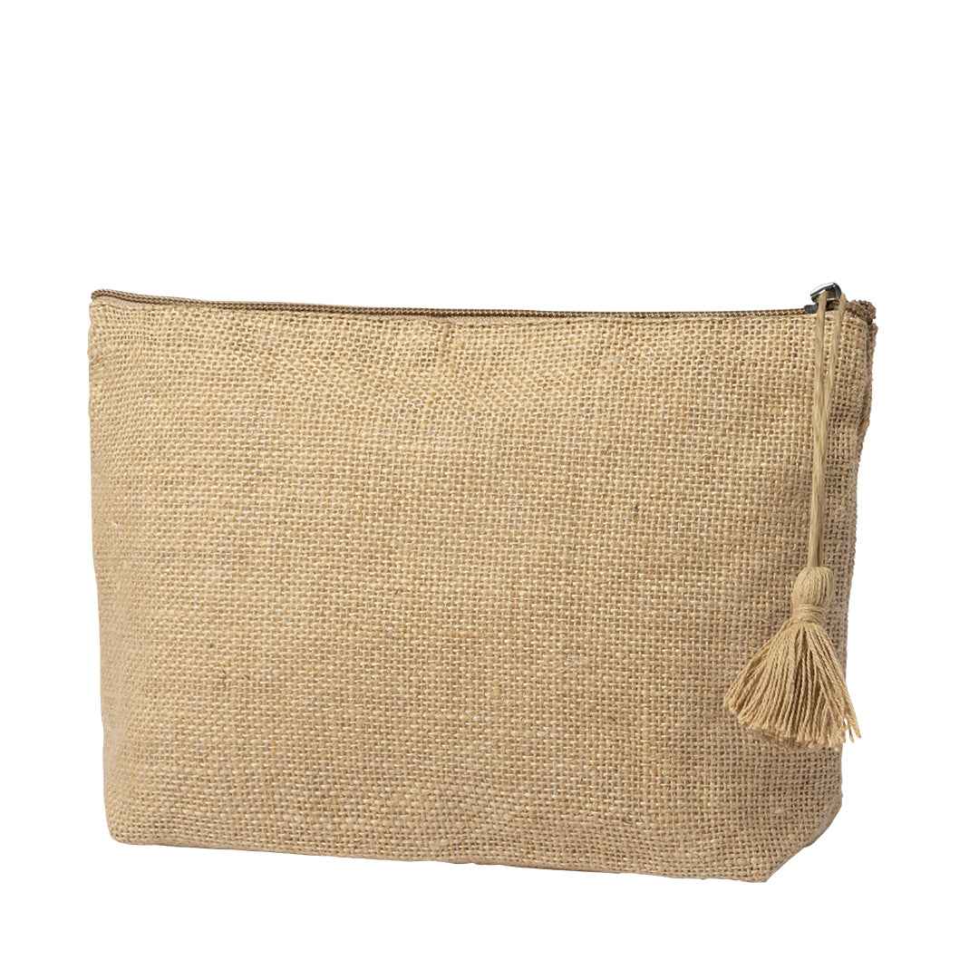 Lindak Beauty Bag – Durable Jute Nature Line with Zipper Closure