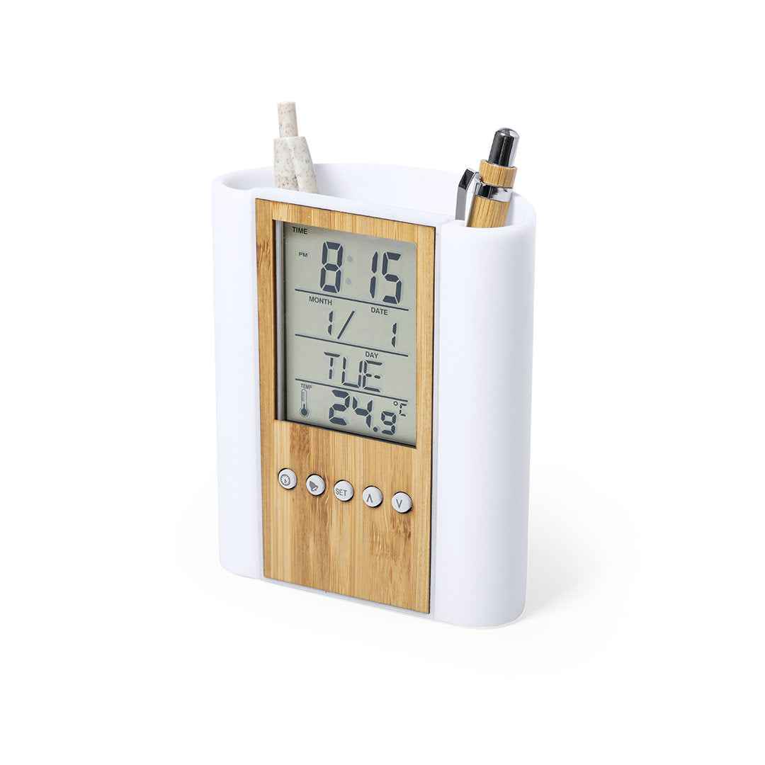 Petrox Pen Holder with Clock – Eco-Friendly Multifunction Desk Accessory