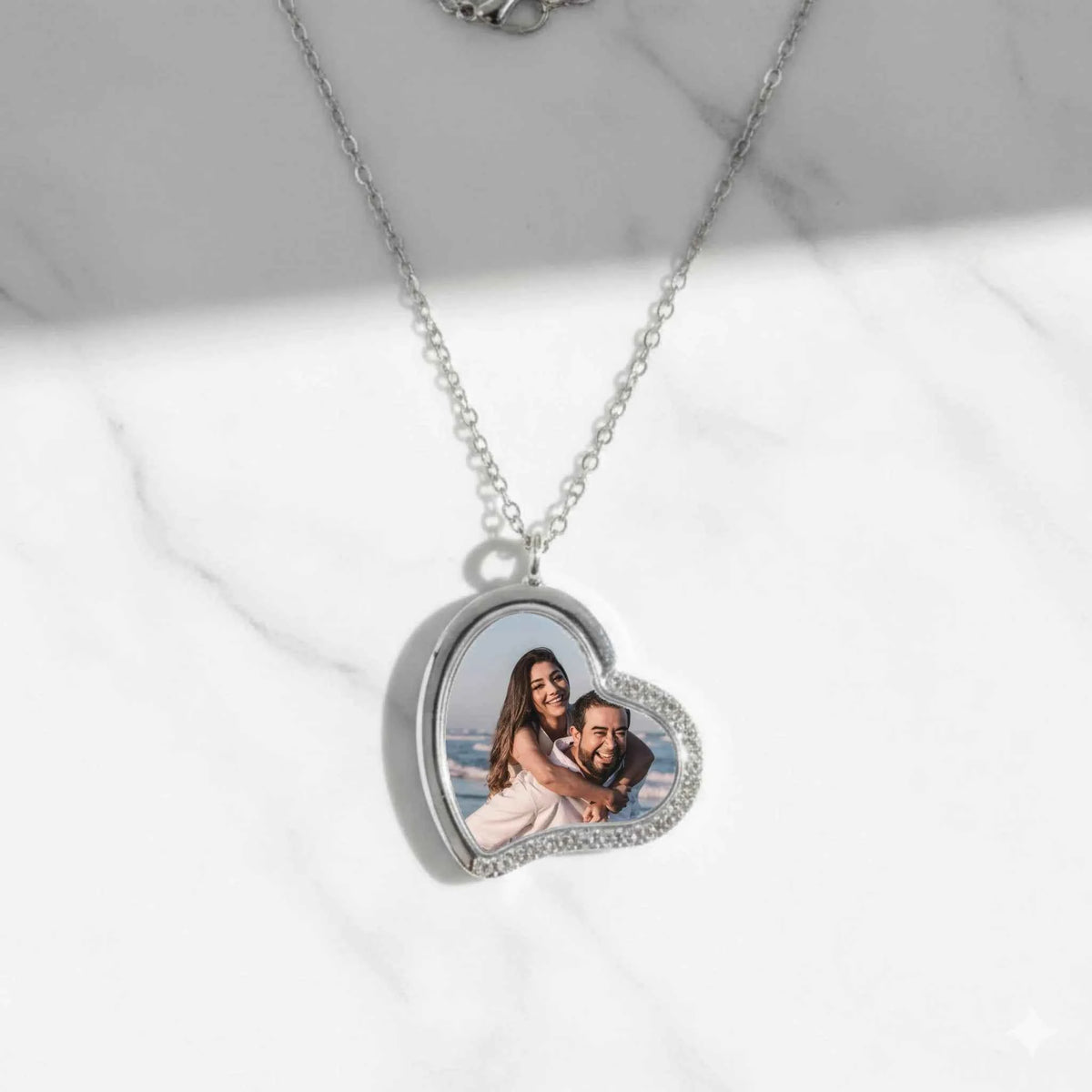 Custom Heart Necklace With Stones On One Side