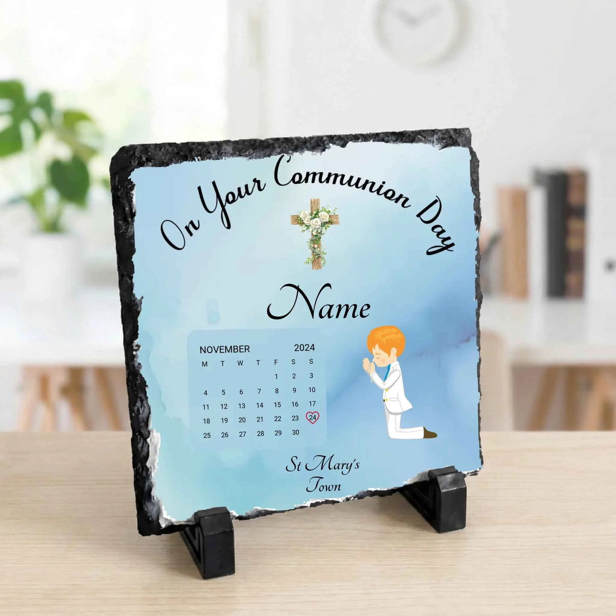 On Your Communion Day Boys Square Slate