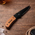 Custom Black / Dark Wood Pocket Knife