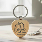 Custom Love Lives Here - Heart Keyring