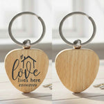 Custom Love Lives Here - Heart Keyring