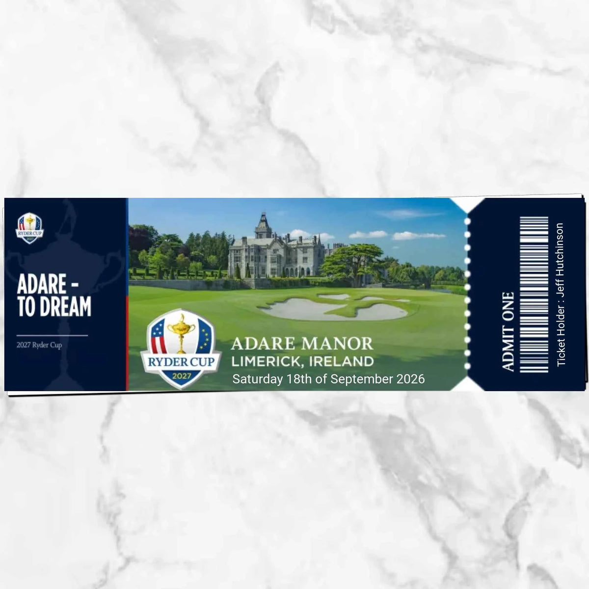 Ryder Cup Custom Ticket - Unique Personalised Email Ticket Solution