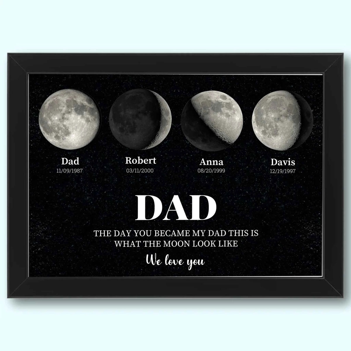 Moon Phases Dad Frame - The Day You Became My Dad A4 Frame
