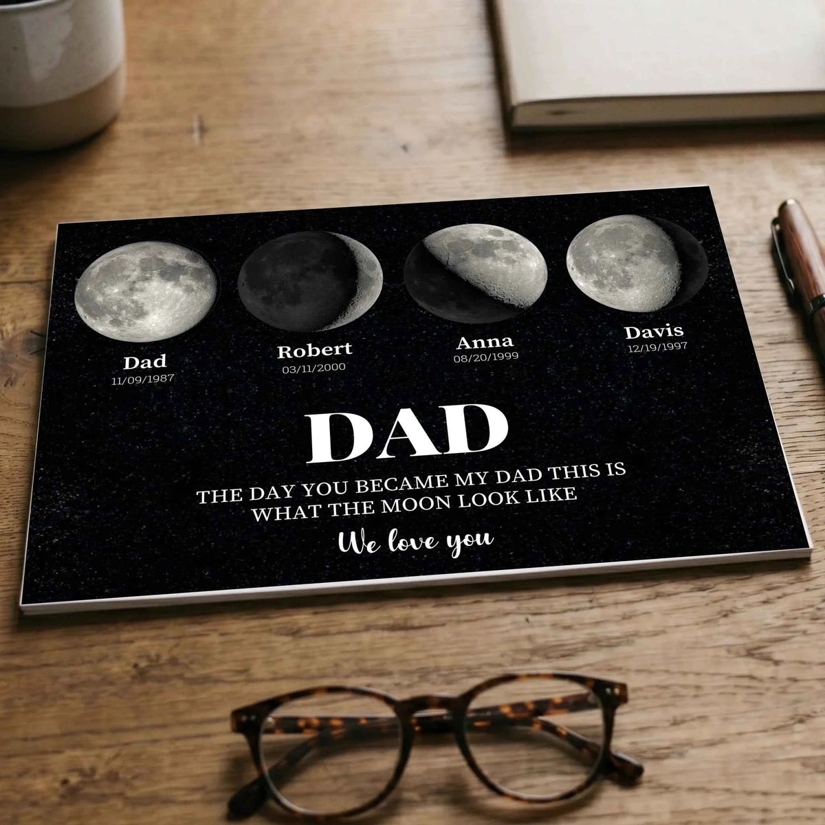 Moon Phases Dad Print - The Day You Became My Dad