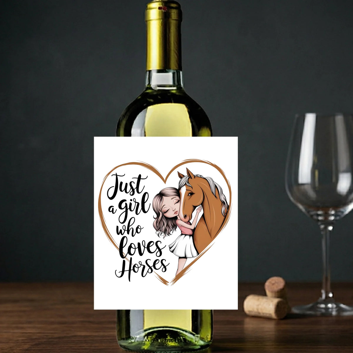 Just A Girl Who Loves Horses- Wine Label