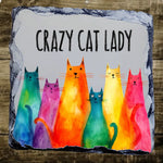 Crazy Cat Lady - Slate Coaster by Fou Tees Ireland