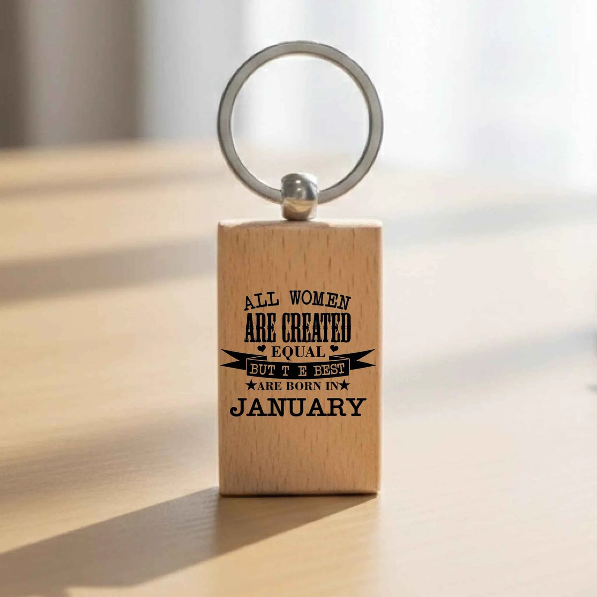 Customisable All Women Are Created Equal Wooden Rectangle Keyring | Fou Tees Ireland