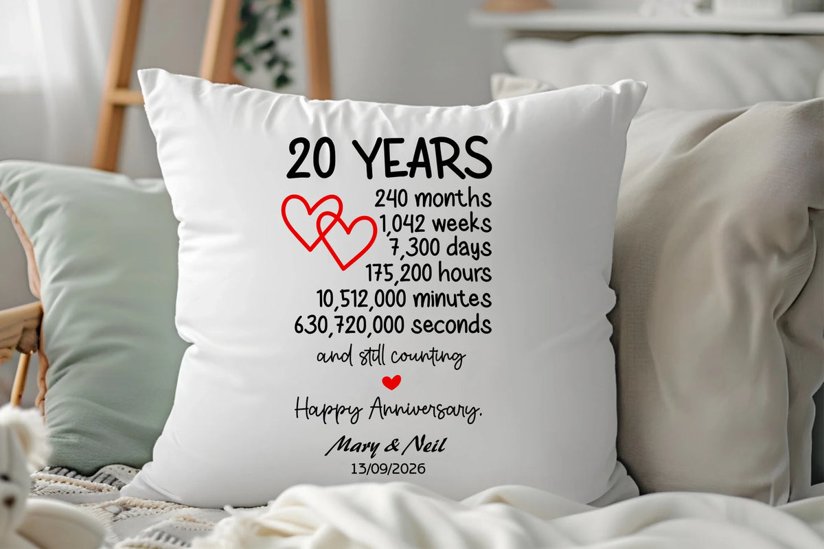 20 Year Anniversary Cushion – A Timeless Keepsake from Fou Tees Ireland