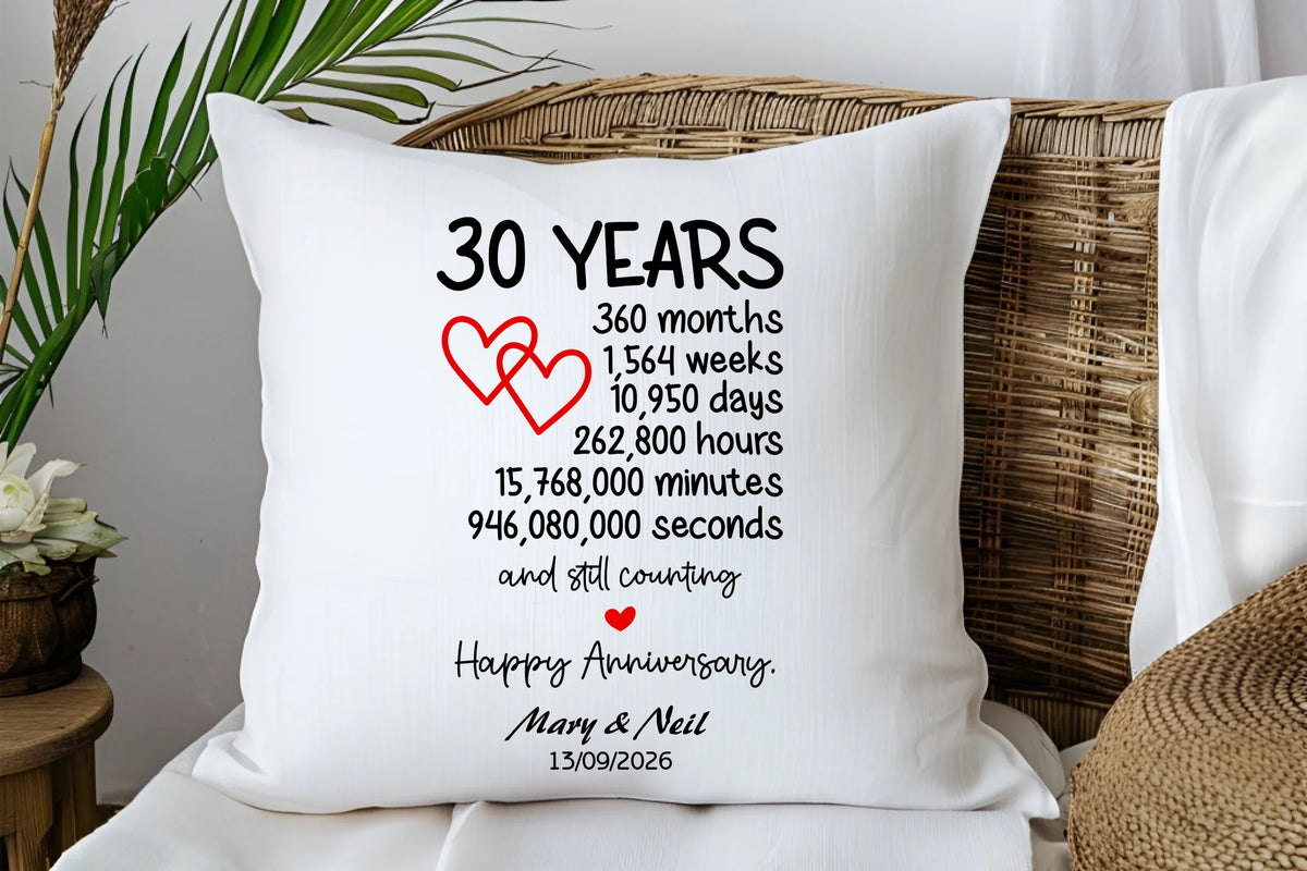 30 Year Anniversary Cushion – A Thoughtful Keepsake from Fou Tees