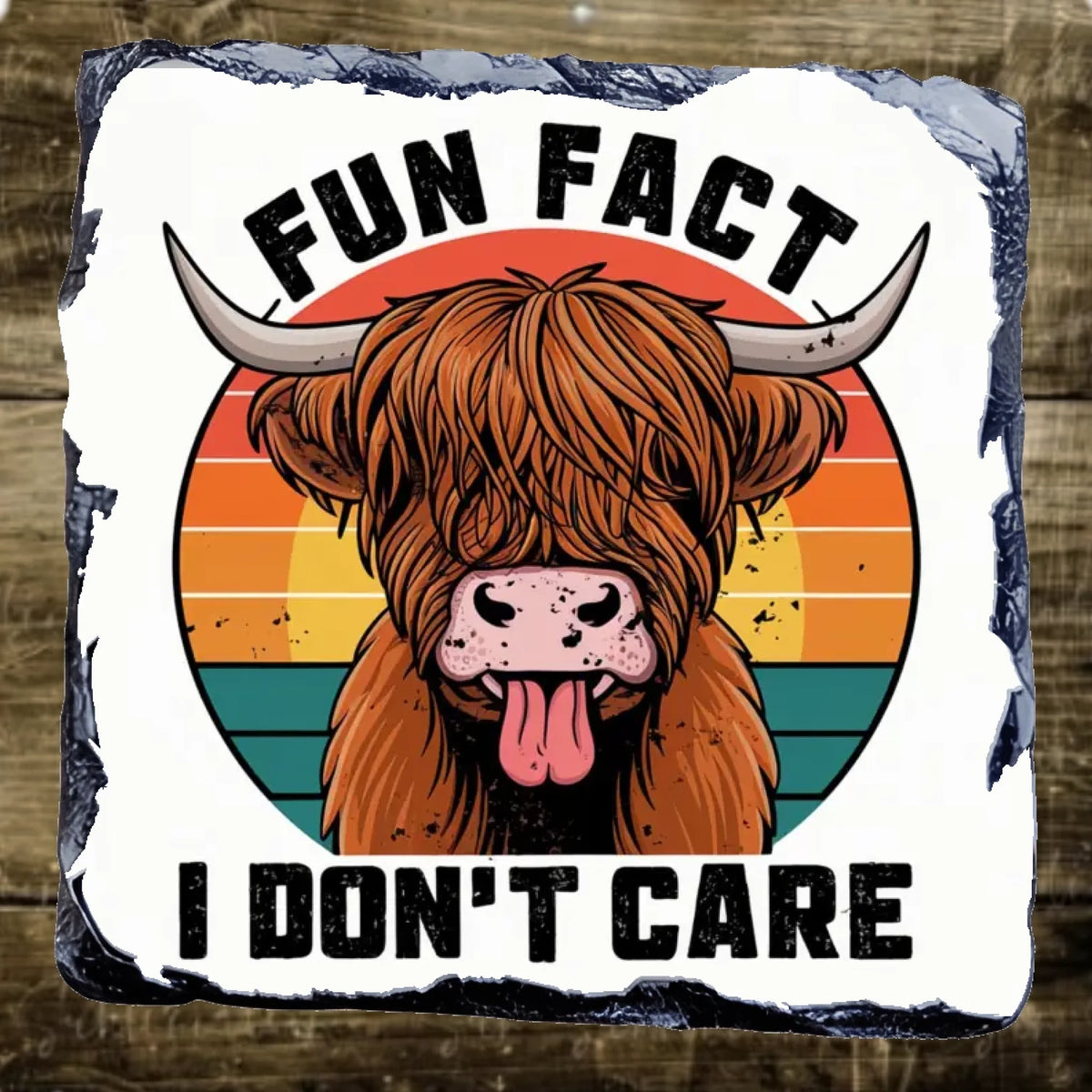 Fun Fact I Don't Care - Slate Coaster | Natural Slate Coaster by Fou Tees