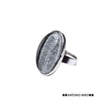 Hansok Adjustable Ring by Antonio Miró – Stylish Metal Ring with Resin Inlay