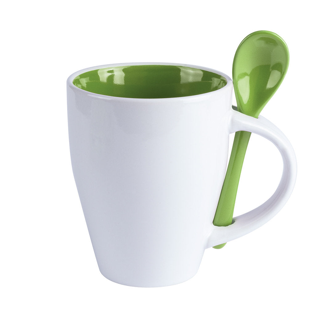 Cotes Ceramic Mug – Vibrant 350ml Mug with Matching Spoon