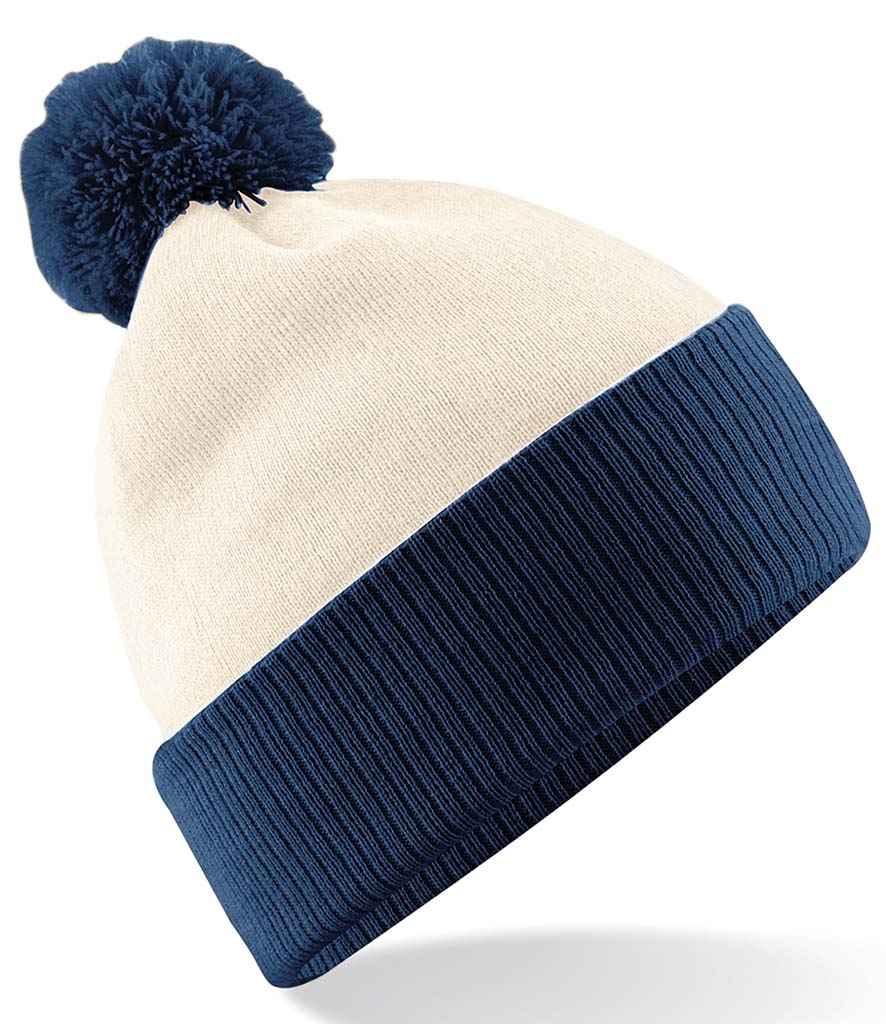 Beechfield Snowstar Two Tone Beanie – Stylish and Warm Headwear Off White/French Navy ONE