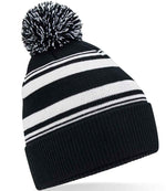 Beechfield Striped Fan Beanie – Warm and Stylish Headwear from Fou Tees Ireland Black/White ONE