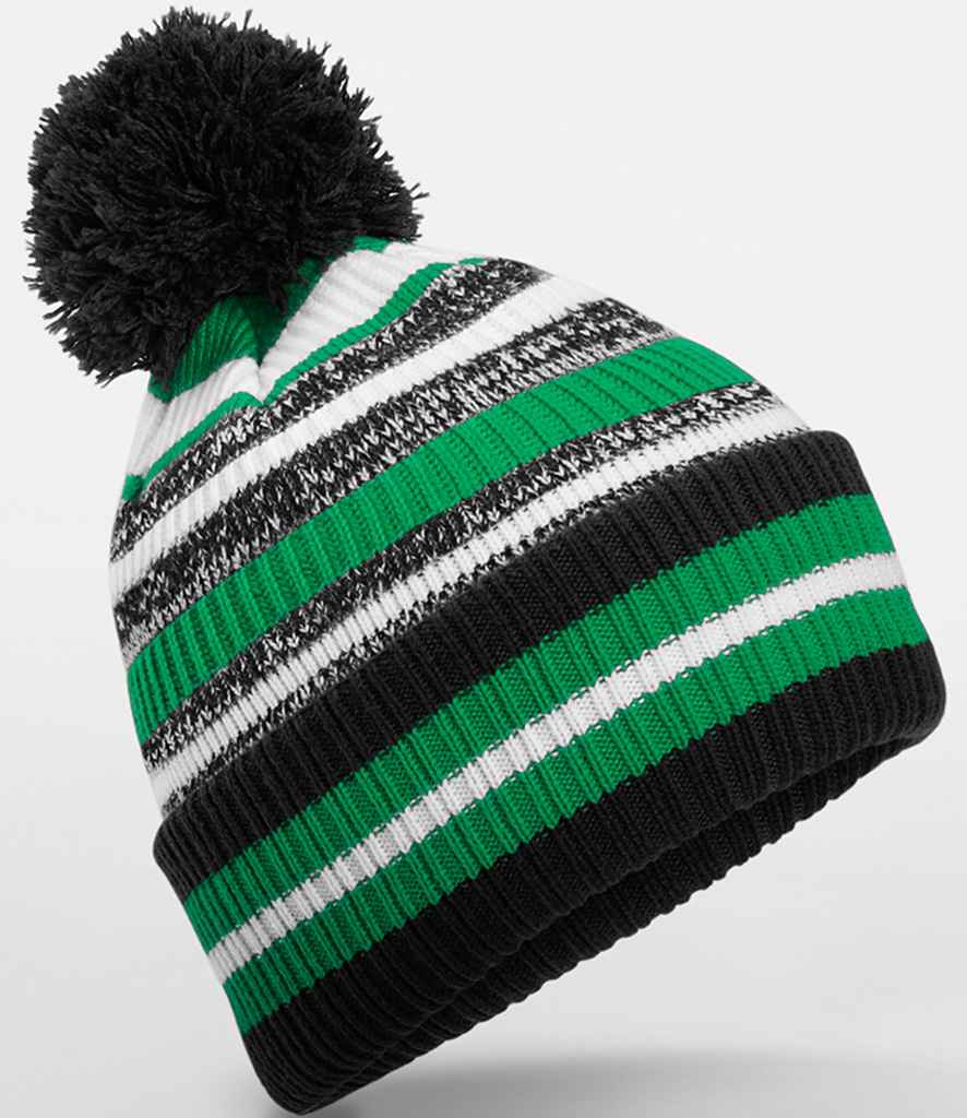 Beechfield Multi-Sport Fan Beanie – Warm and Stylish Sports Headwear Black/Kelly Green/White ONE
