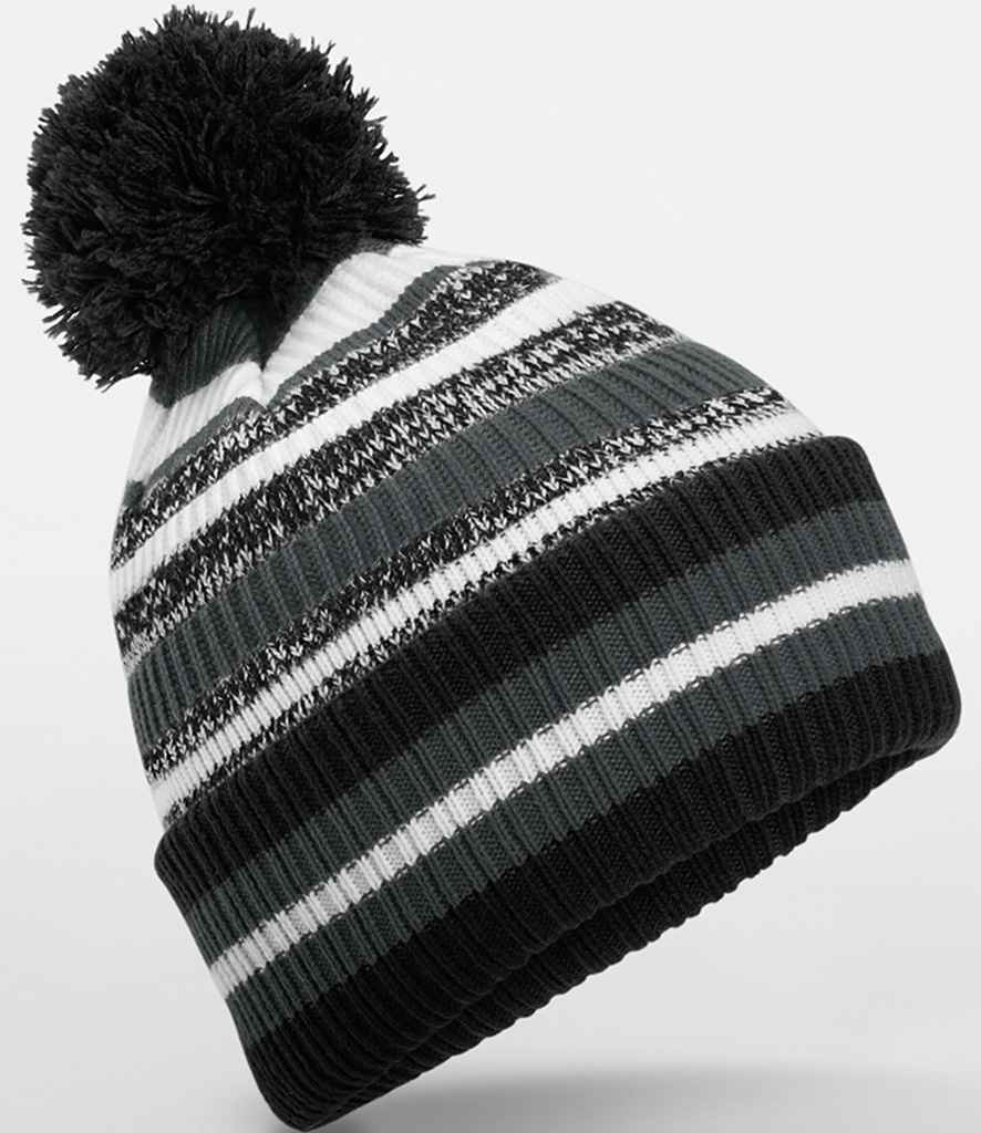 Beechfield Multi-Sport Fan Beanie – Warm and Stylish Sports Headwear Black/Graphite Grey/White ONE
