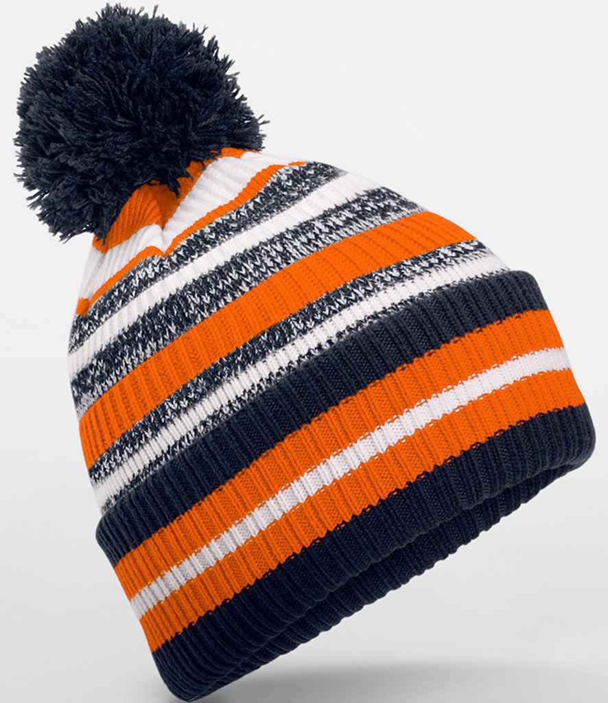 Beechfield Multi-Sport Fan Beanie – Warm and Stylish Sports Headwear French Navy/Orange/White ONE