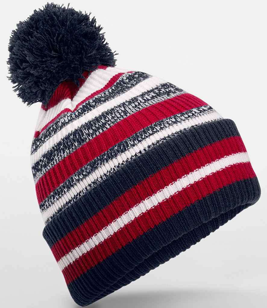 Beechfield Multi-Sport Fan Beanie – Warm and Stylish Sports Headwear French Navy/Classic Red/White ONE