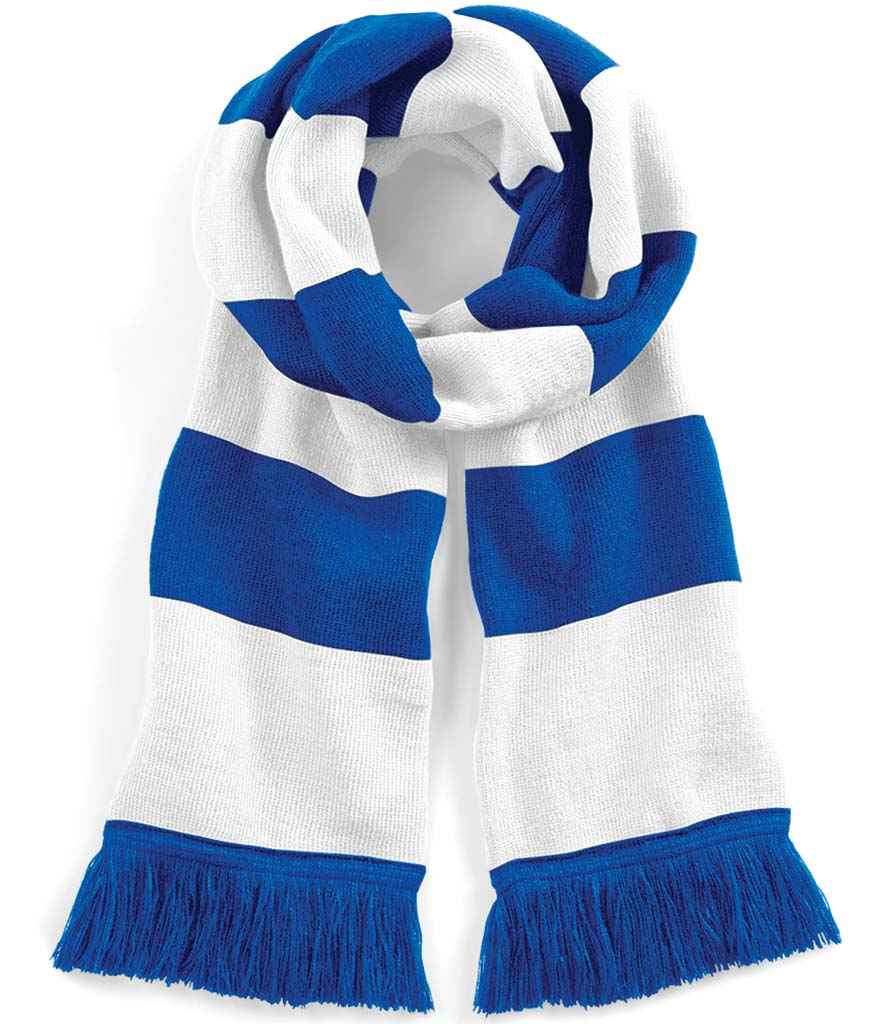 Beechfield Stadium Scarf – Quality Double Layer Knit Scarf Bright Royal/White ONE