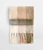 Beechfield Fluffy Check Scarf – Soft, Oversized Eco-Friendly Scarf Brown Check ONE