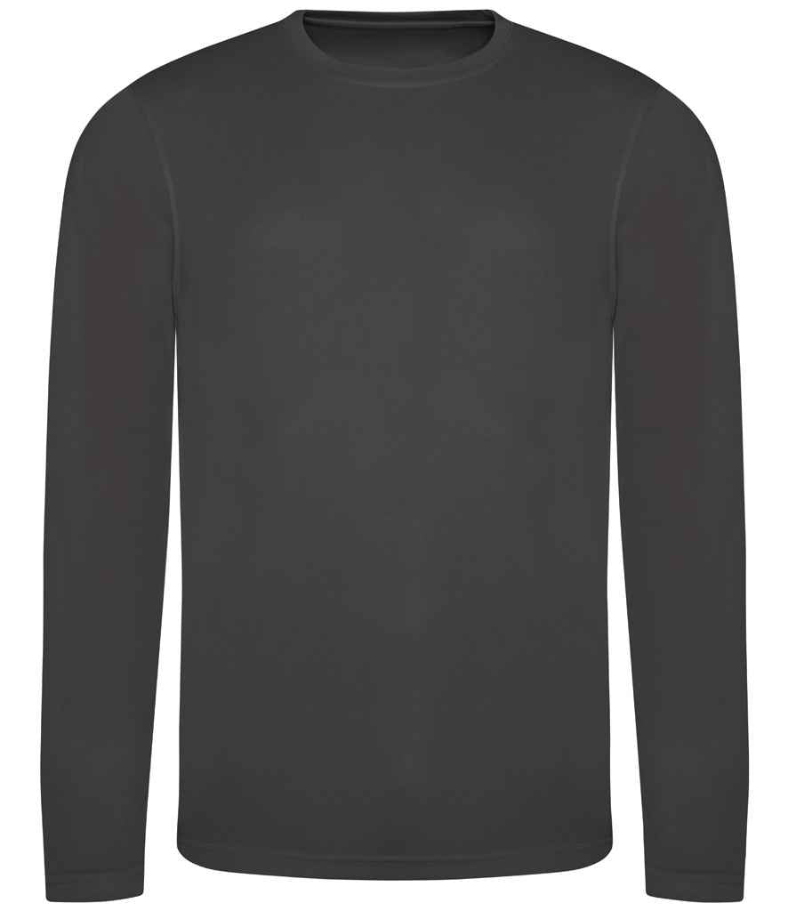 AWDis Cool Long Sleeve Wicking T-Shirt – Breathable & UV Protective Performance Wear Charcoal XXL