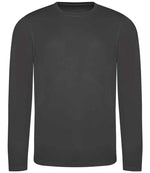 AWDis Cool Long Sleeve Wicking T-Shirt – Breathable & UV Protective Performance Wear Charcoal XXL