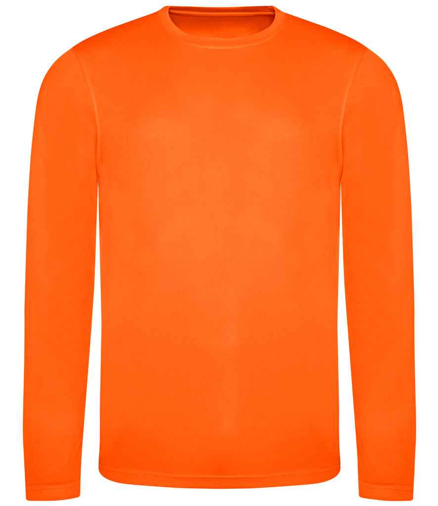 AWDis Cool Long Sleeve Wicking T-Shirt – Breathable & UV Protective Performance Wear Electric Orange XXL