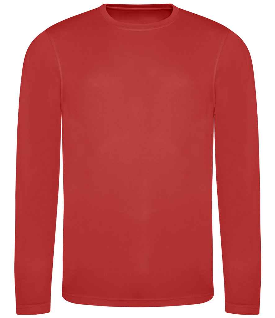AWDis Cool Long Sleeve Wicking T-Shirt – Breathable & UV Protective Performance Wear Fire Red XXL