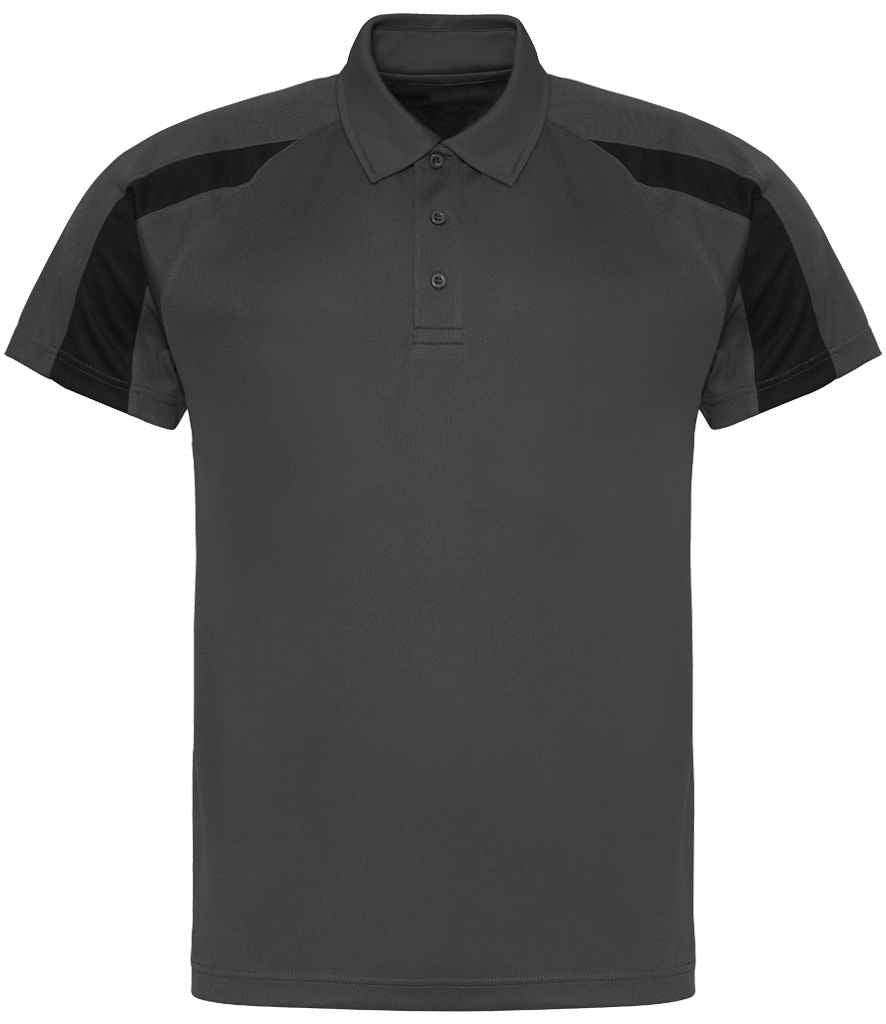AWDis Cool Contrast Polo Shirt - Lightweight & Durable Polo for Irish Businesses Charcoal/Jet Black XXL