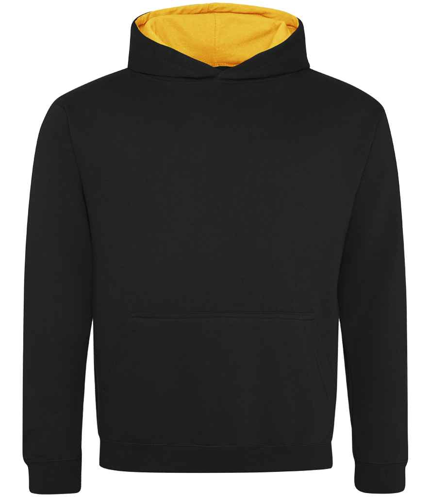 AWDis Kids Varsity Hoodie - Comfortable and Durable Children's Hoodie Jet Black/Gold 1213
