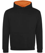 AWDis Kids Varsity Hoodie - Comfortable and Durable Children's Hoodie Jet Black/Orange Crush 1213
