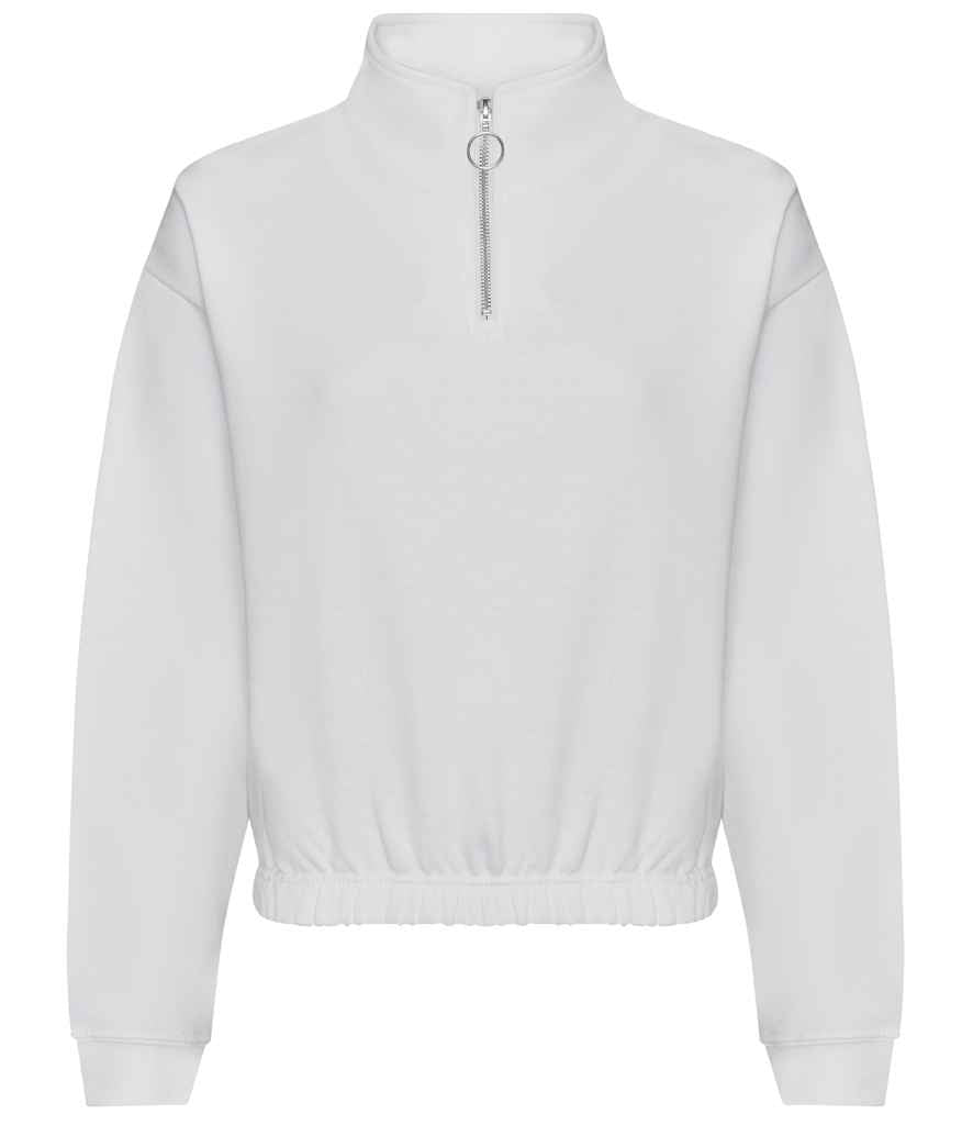 AWDis Ladies Cropped 1/4 Zip Sweatshirt for Comfortable Style Arctic White XL