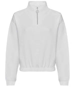 AWDis Ladies Cropped 1/4 Zip Sweatshirt for Comfortable Style Arctic White XL