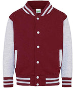 AWDis Kids Varsity Jacket – Durable and Stylish Outerwear for Children Burgundy/Heather Grey 1213