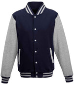 AWDis Varsity Jacket – Stylish and Durable Outerwear for Irish Businesses and Organisations Oxford Navy/Heather Grey XXL