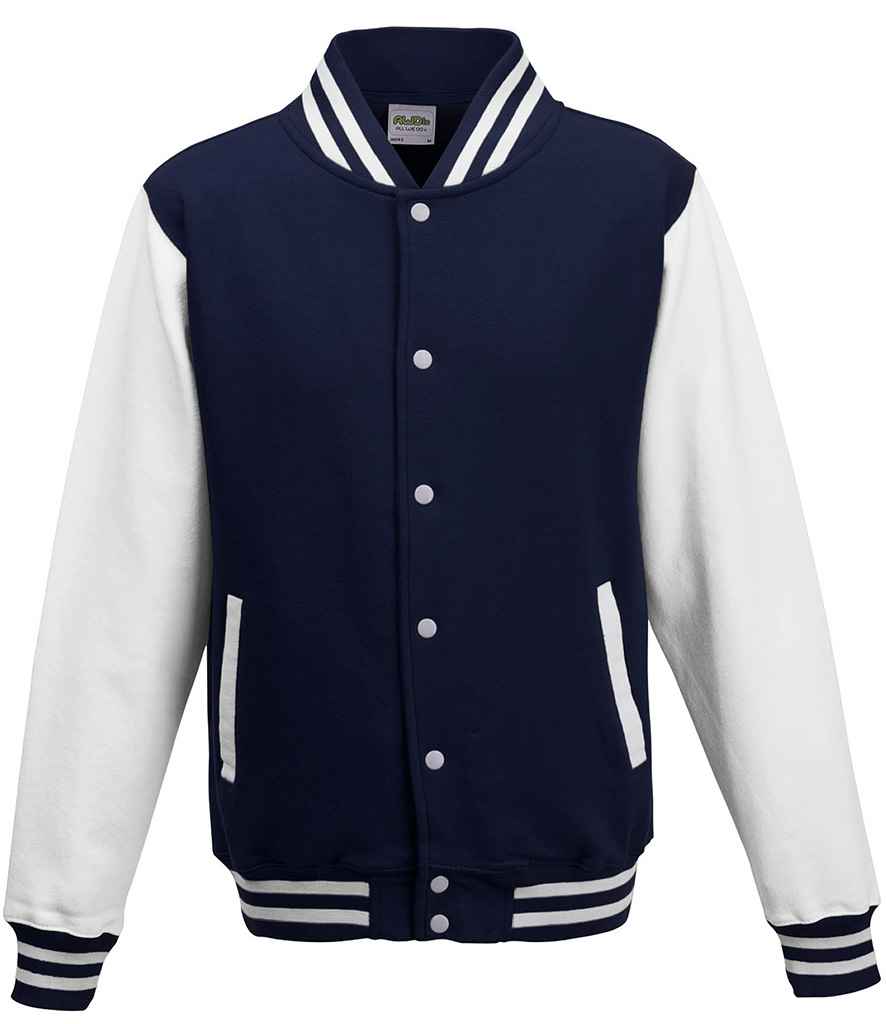 AWDis Varsity Jacket – Stylish and Durable Outerwear for Irish Businesses and Organisations Oxford Navy/White 3XL
