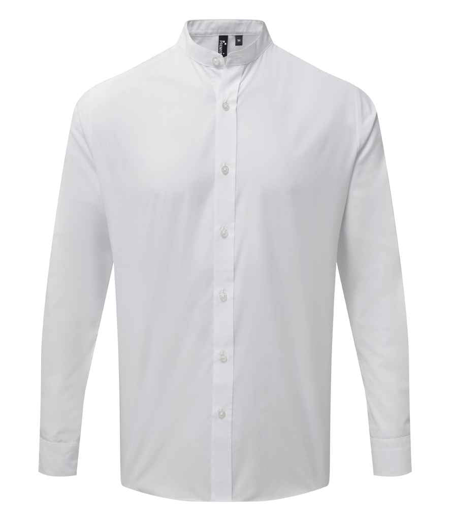 Premier Long Sleeve Grandad Shirt – Classic Comfort and Style White 3XL