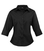 Premier Ladies 3/4 Sleeve Poplin Blouse – Comfortable and Stylish Workwear Black 26