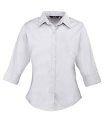Premier Ladies 3/4 Sleeve Poplin Blouse – Comfortable and Stylish Workwear Silver 26