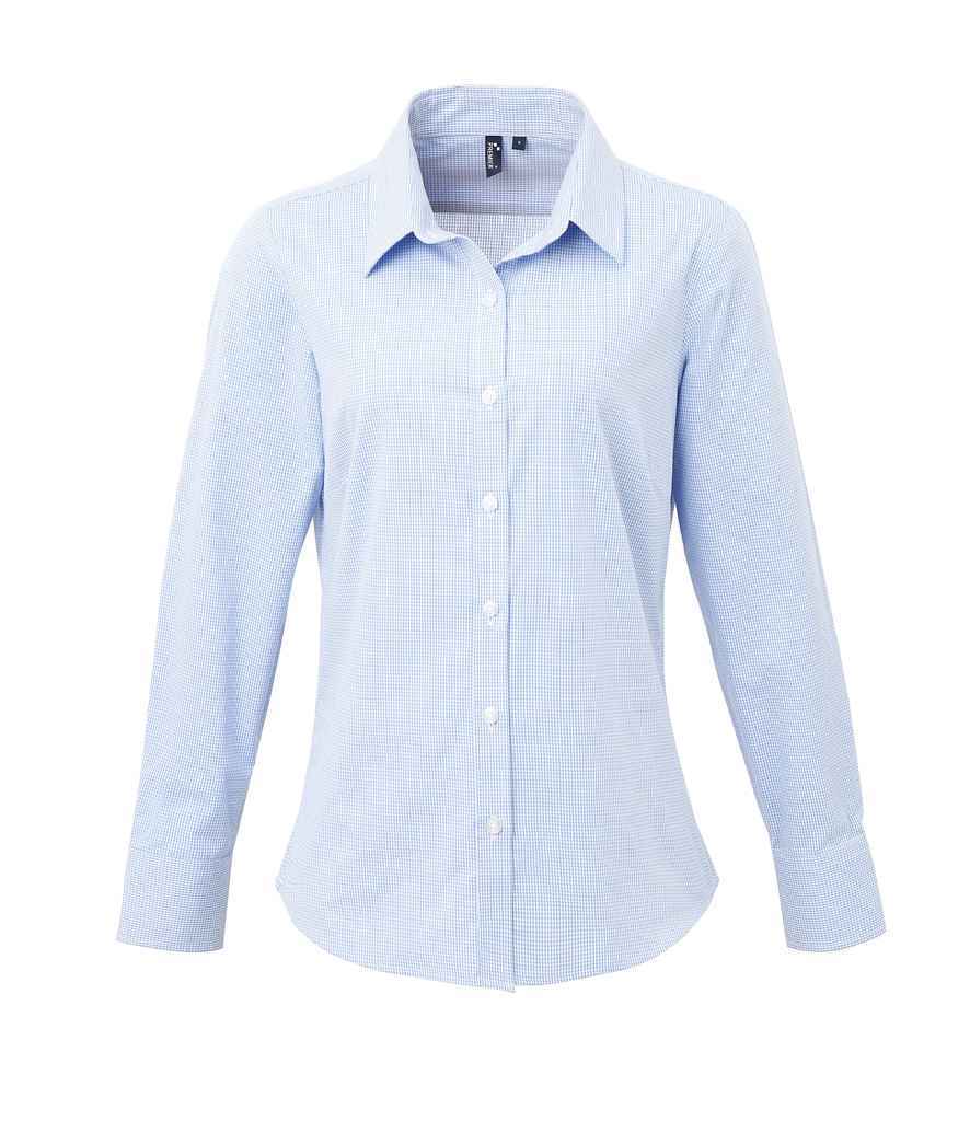 Premier Ladies Gingham Long Sleeve Shirt | Premier Shirts Ireland