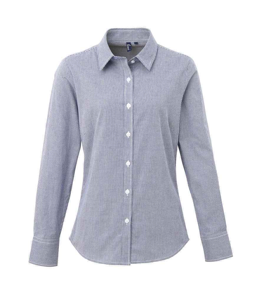 Premier Ladies Gingham Long Sleeve Shirt | Premier Shirts Ireland