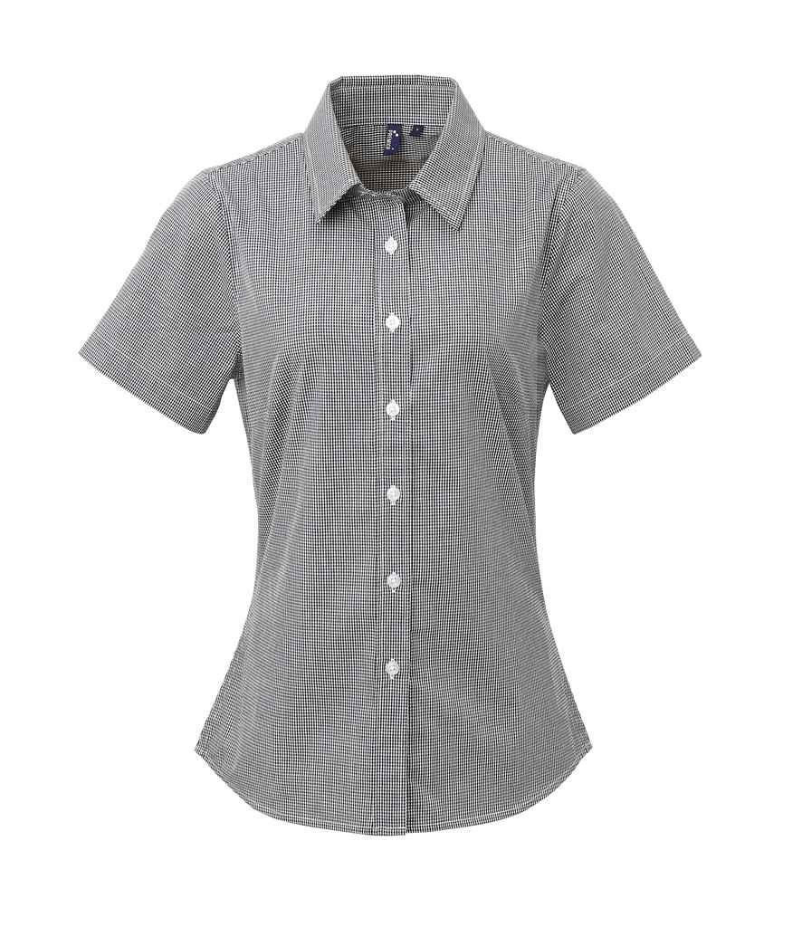 Premier Ladies Gingham Short Sleeve Shirt – Quality Shirt for Irish Businesses Black/White 3XL