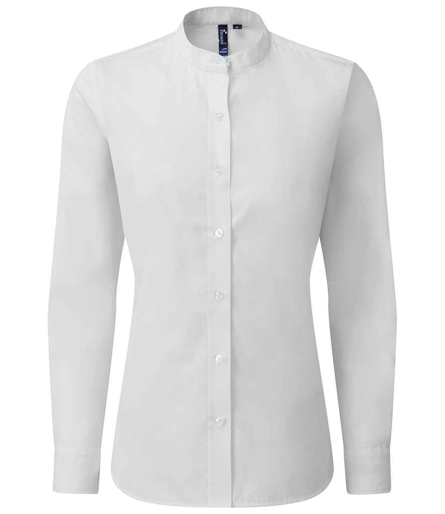 Premier Ladies Banded Collar Grandad Shirt – Comfortable and Stylish Workwear White XXL