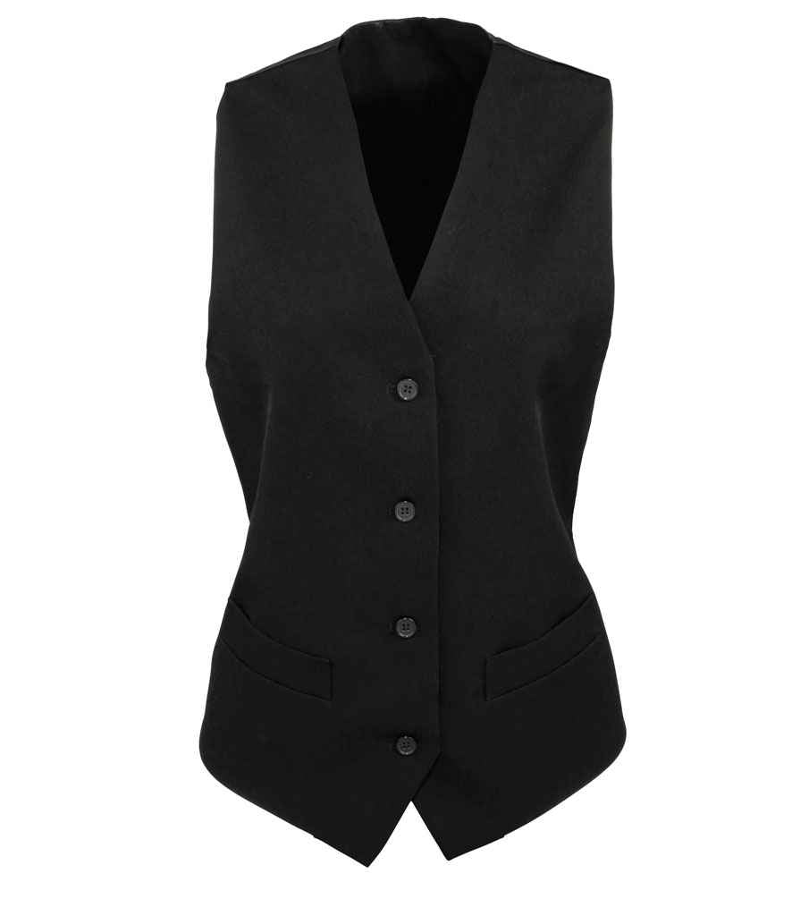 Premier Ladies Lined Waistcoat – Stylish and Practical Workwear Add-on Black XXL