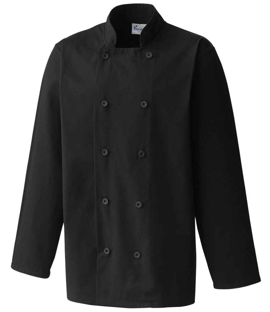Premier Long Sleeve Chef's Jacket – Durable Hospitality Wear by Premier Black 5XL
