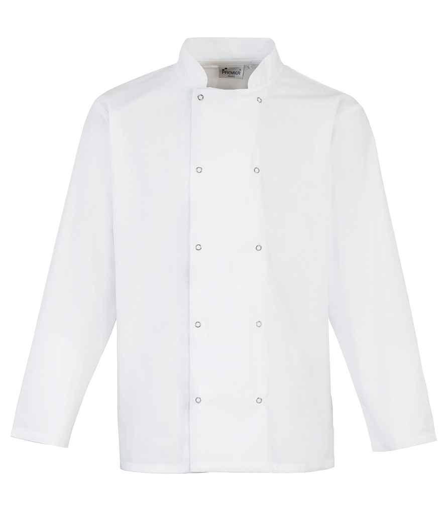 Premier Unisex Long Sleeve Chef's Jacket – Durable Hospitality Wear White 5XL